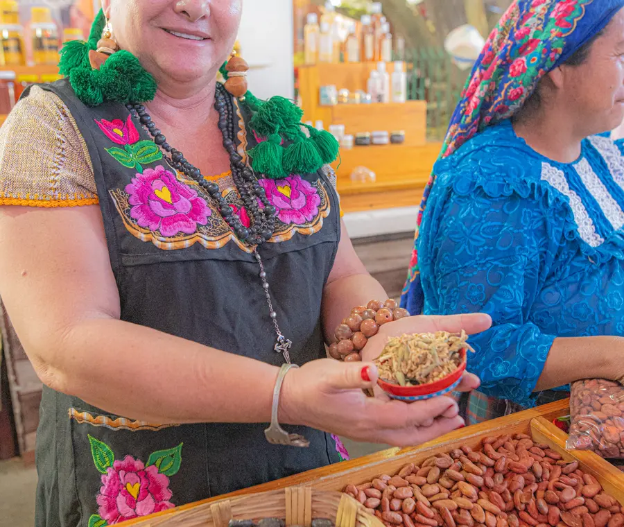 Ingredients and flavours in a Oaxaca market